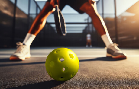 Low angle view of a pickleball game